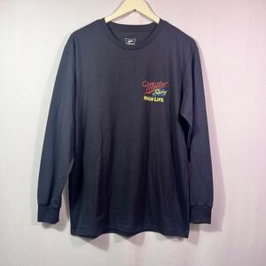 Miller High Life Racing Long Sleeve Shirt Mens Medium Charcoal Grey